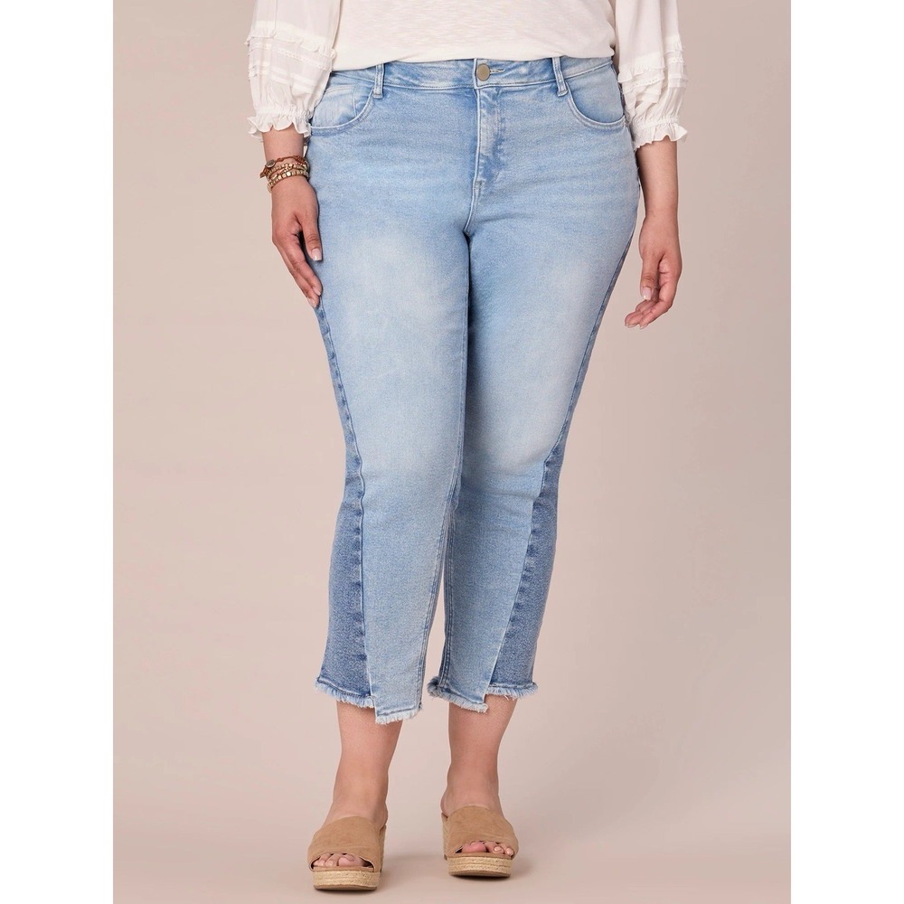 Democracy "Ab"solution Spliced Straight Leg Inside Step Frayed Hem Size 24W - Picture 1 of 8